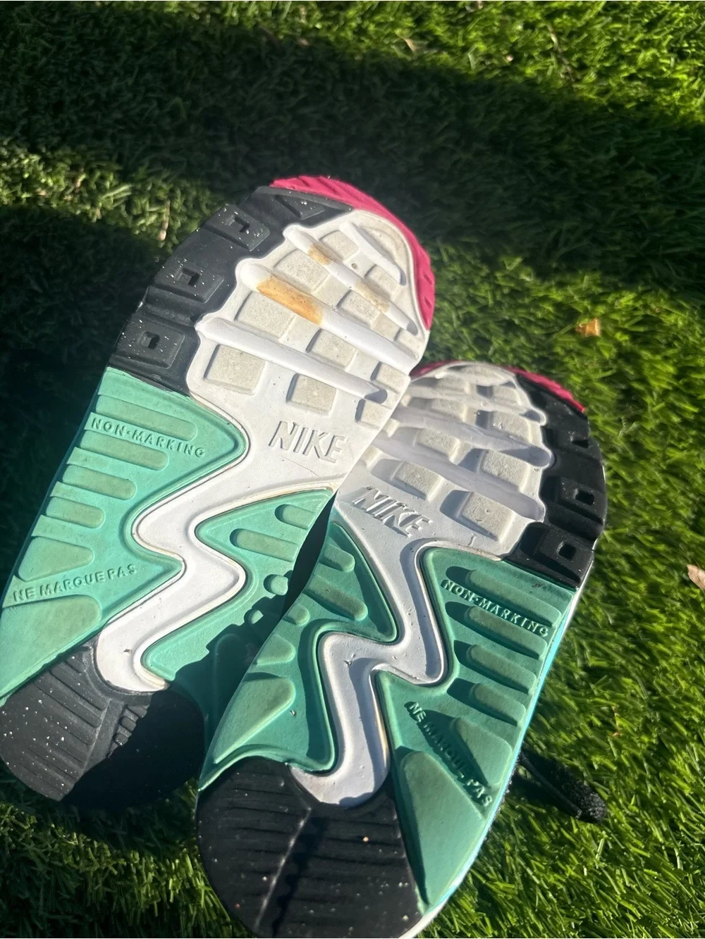 Nike Kids Black Sneakers with Teal & Pink Accents